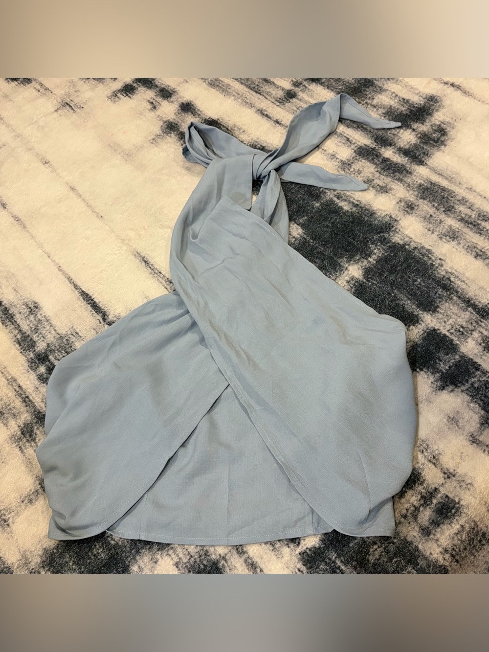 CIDER Cross Halter Shirred Back Crop Blue - Med